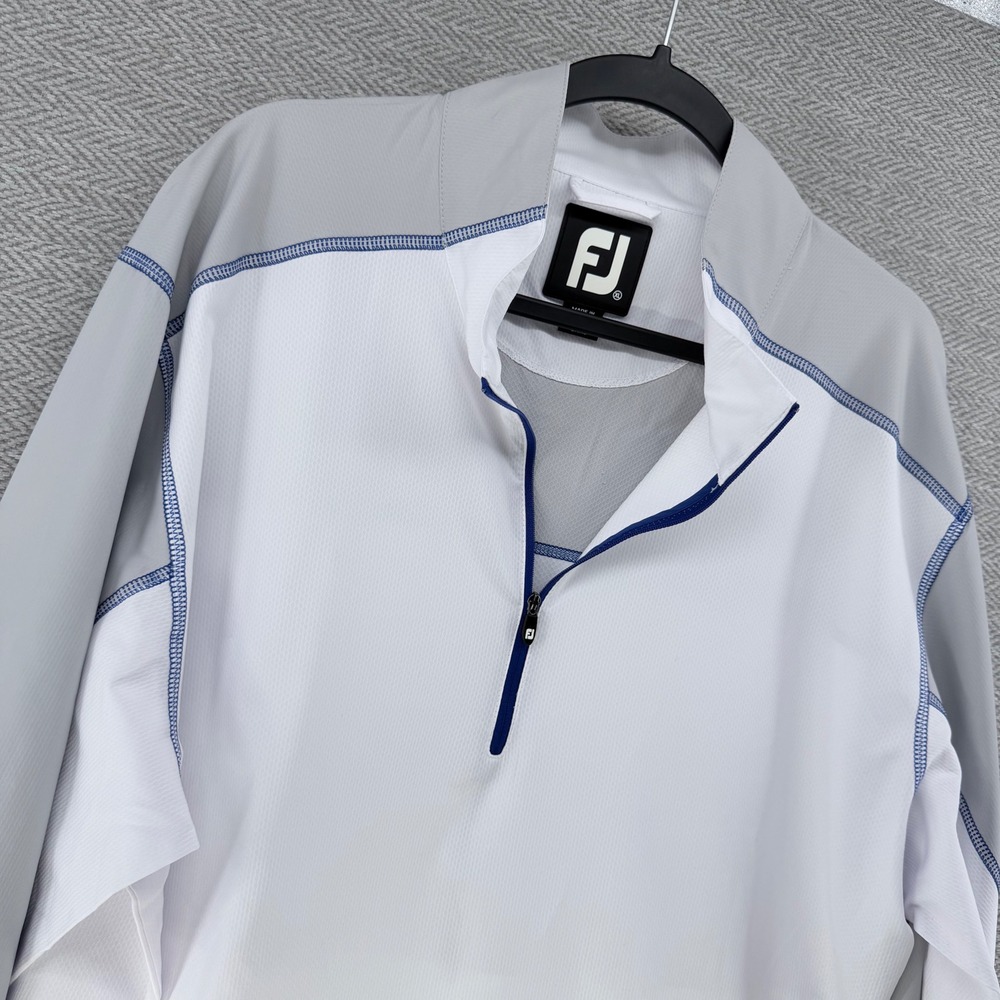 FootJoy Mens XL White Grey Quarter Zip Golf Pullover Long Sleeve Jacket